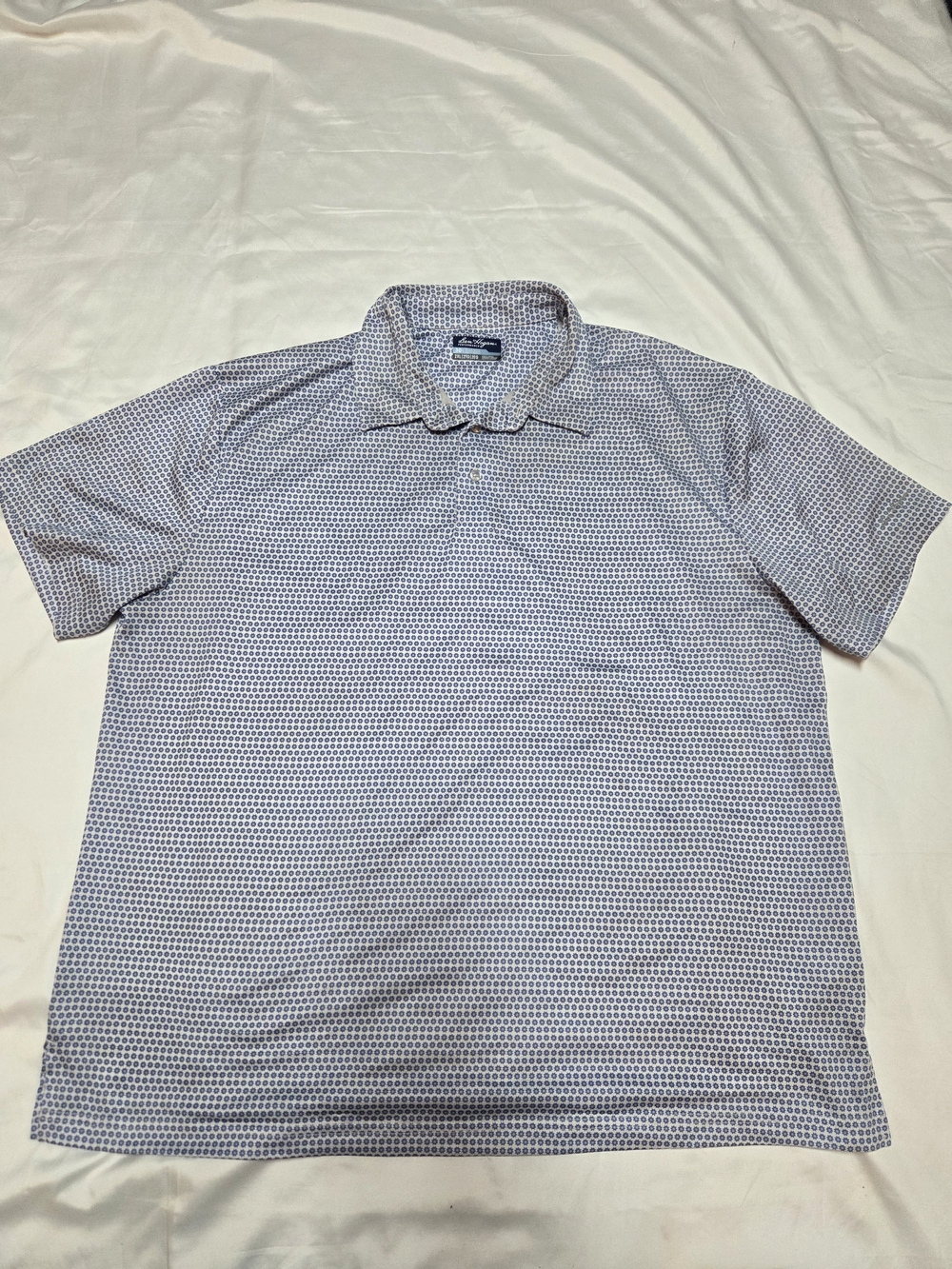Hogan Men's Polo Shirt - Blue Micro Pattern on White